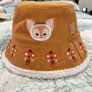 Brown Bucket Hat with Embroidered Design